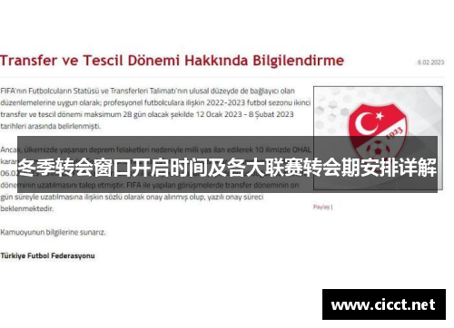 冬季转会窗口开启时间及各大联赛转会期安排详解